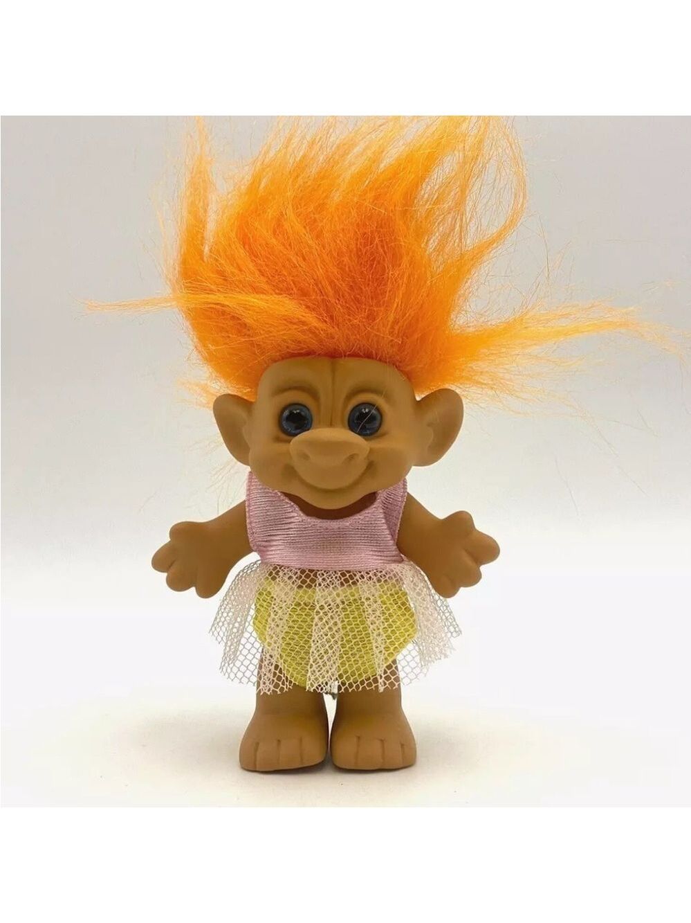 Vintage Forest Troll 4" Ballerina Girl in Tutu Orange Hair